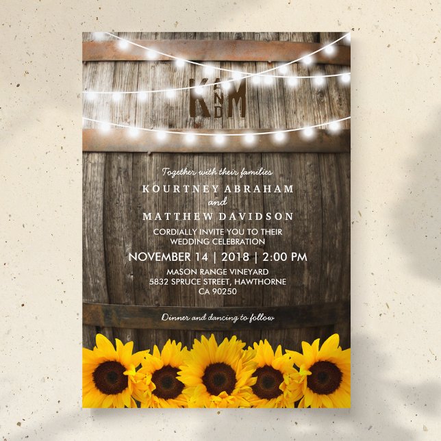 Invitation Mariage Champêtre | Guirlande de Tournesols (Créateur téléchargé)