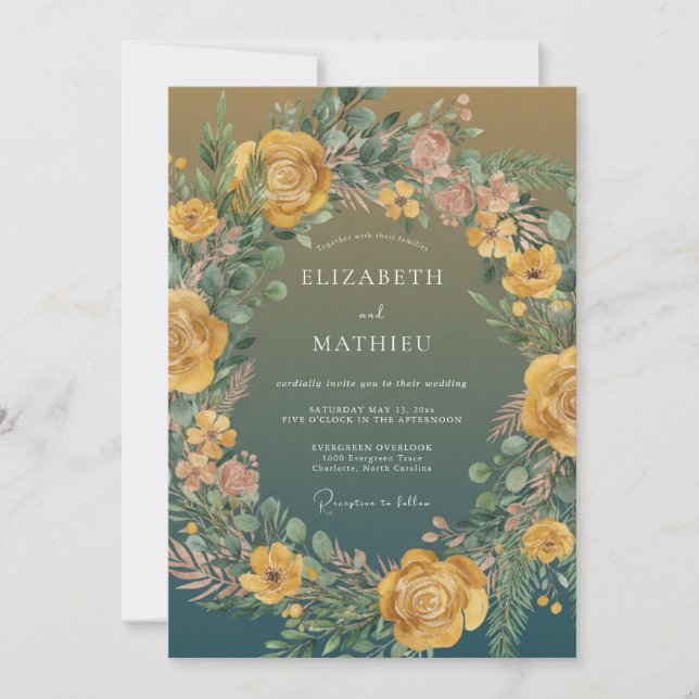 Invitation Mariage Champêtre Jaune Moutarde Bio (Devant)