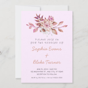Invitation Mariage Champêtre Moderne Fleurs Douces Lilas Clai