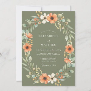 Invitation Mariage Champêtre Paisible Vert Sauge
