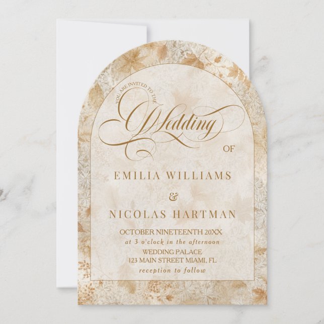 Invitation Mariage Champêtre Romantique d'Automne (Devant)