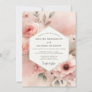 Invitation Mariage Champêtre Rose Poussiéreux