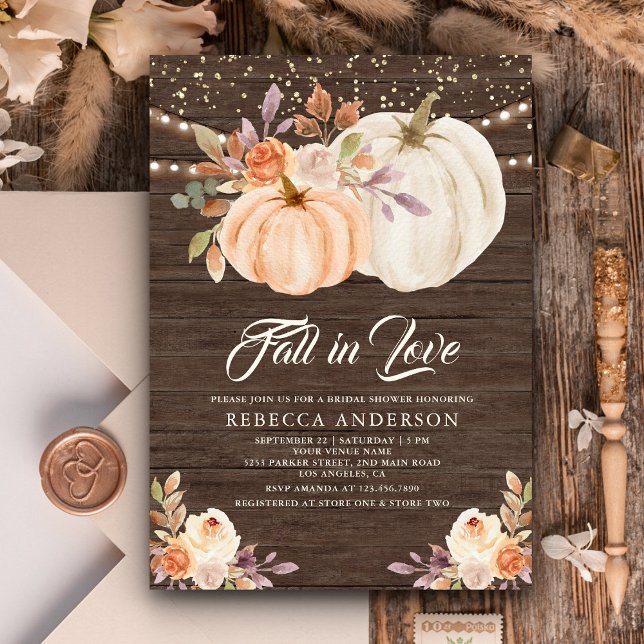 Invitation Mariage Champêtre Rustique avec Citrouille Florale (Créateur téléchargé)
