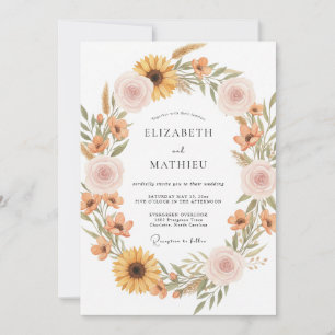 Invitation Mariage Champêtre Rustique Ocre
