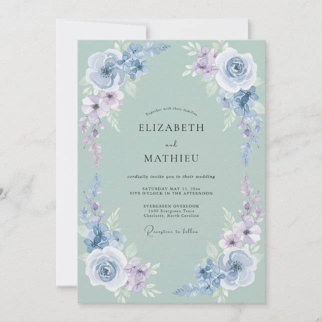 Invitation Mariage champêtre sage et feutré (Devant)
