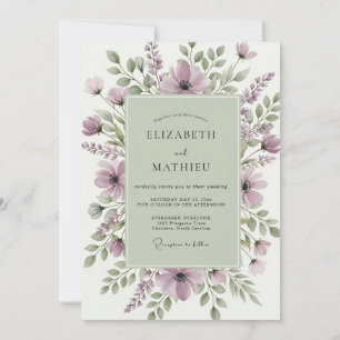 Invitation Mariage Champêtre Sérénité Vert Sauge