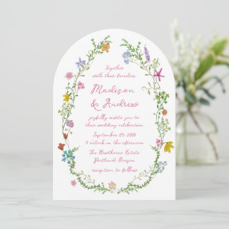Invitation Mariage Champêtre sous une Arche de Fleurs Sauvage