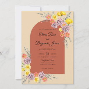 Invitation Mariage Champêtre Terracotta Lilas