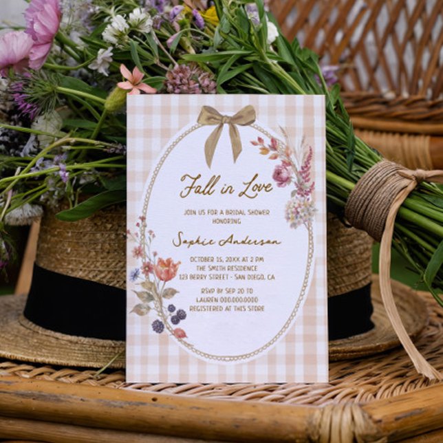 Invitation Mariage champêtre : Tombez amoureux  Gingham Invit (Créateur téléchargé)