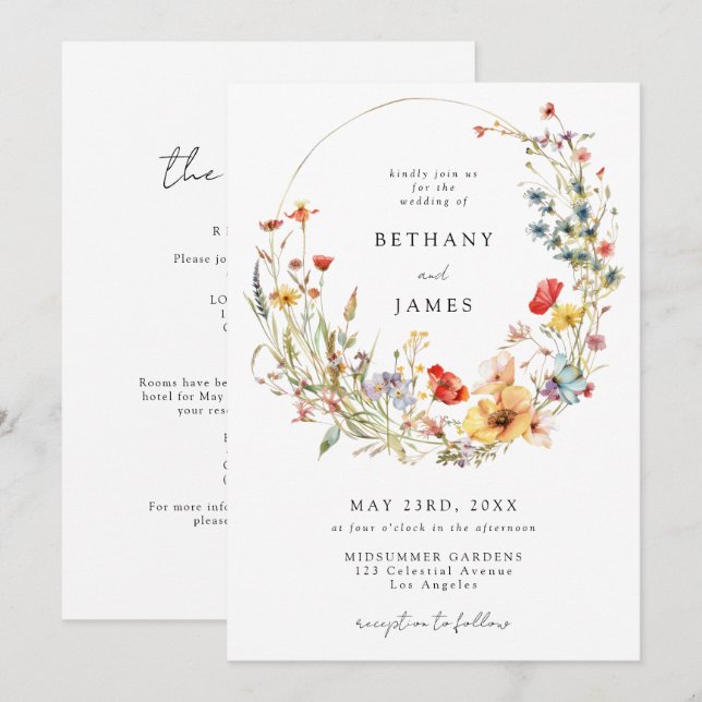 Invitation Mariage Champêtre Tout En Un (Devant / Derrière)