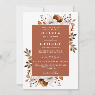 Invitation Mariage Champêtre Tout En Un Terracotta Floral