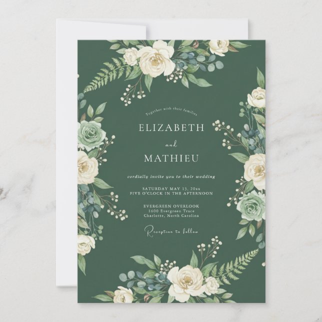 Invitation Mariage champêtre verdoyant et persistant (Devant)