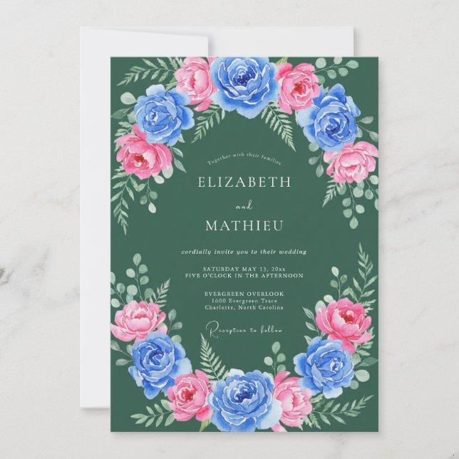 Invitation Mariage champêtre vert chasseur gras (Devant)