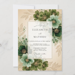 Invitation Mariage champêtre vert forêt vintage