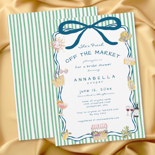 Invitation Mariage champêtre vert frais de marché fait à la m (Créateur téléchargé)