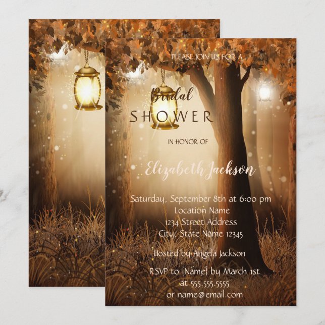 Invitation Mariage champêtre vintage sous les arbres (Devant / Derrière)