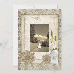 Invitation mariage champêtre western avec des marguerites rus