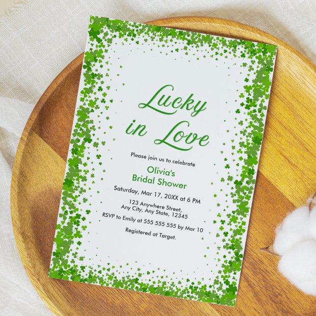 Invitation Mariage chanceux de la Saint-Patrick Shower  (St Patrick's Day Irish Lucky in Love Bridal Shower Invitation )