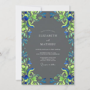 Invitation Mariage Charbon Chartreuse Vigne
