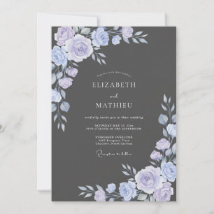 Invitation Mariage Charbon de Lilas Feuillu