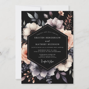 Invitation Mariage Charbon & Mauve Floraison Gothique