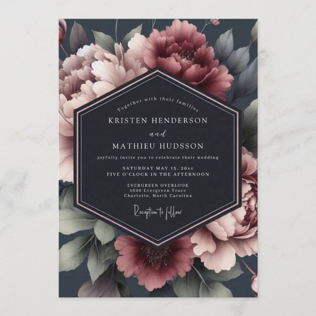 Invitation Mariage Charbon Mauve Maussade (Devant)
