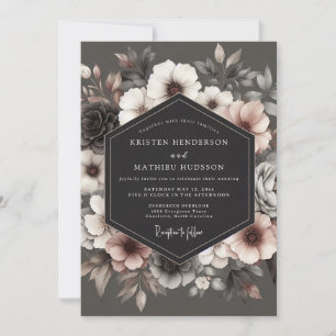 Invitation Mariage Charbon Ombre Fleurie