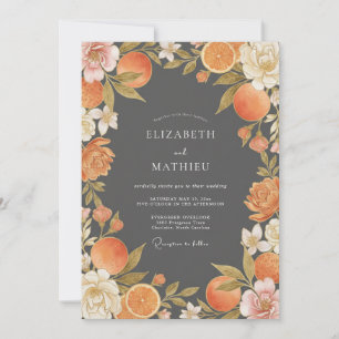 Invitation Mariage Charbon Orange Citron Eucalyptus