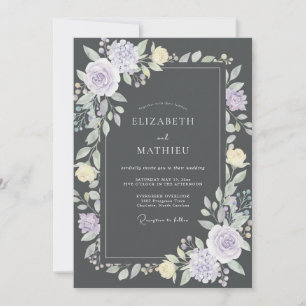Invitation Mariage Charbon Pâle Pétale de Lilas