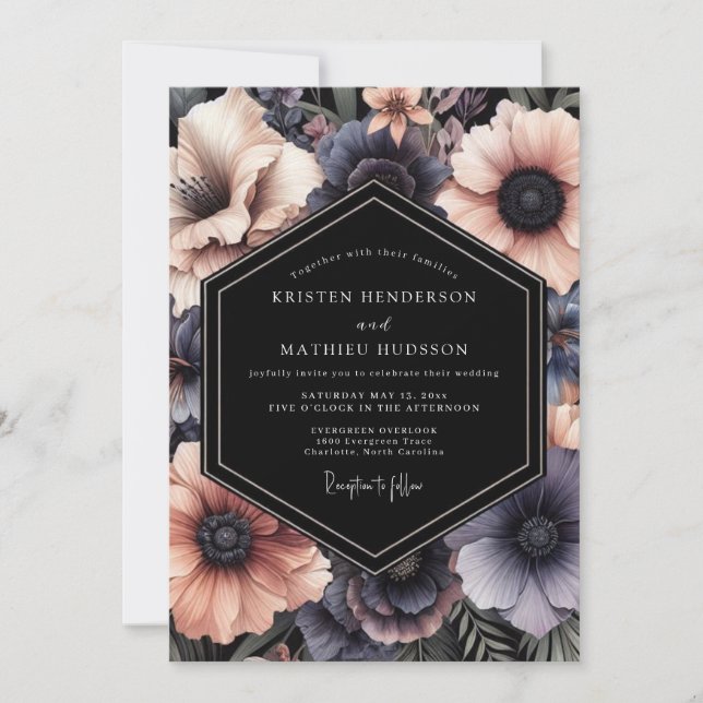 Invitation Mariage Charbon Pénombre Rougeur (Devant)