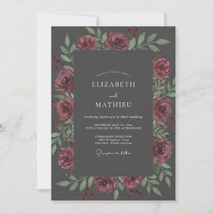 Invitation Mariage Charbon Pétale de Mauve Poussiéreux