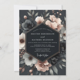 Invitation Mariage Charbon Rouge Clair Bloom Vespérale