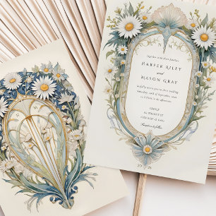 Invitation Mariage charmant Art Nouveau à motif de marguerite