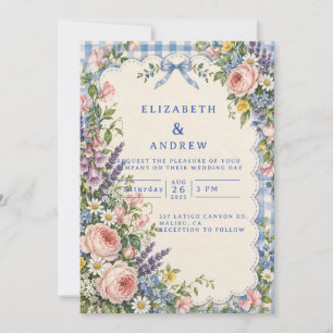 Invitation Mariage charmant dans un jardin de cottage