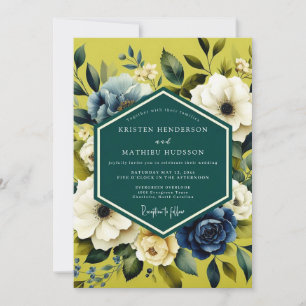 Invitation Mariage Chartreuse Indigo Bloom