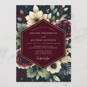 Invitation Mariage Chef-d'œuvre Claret Noir