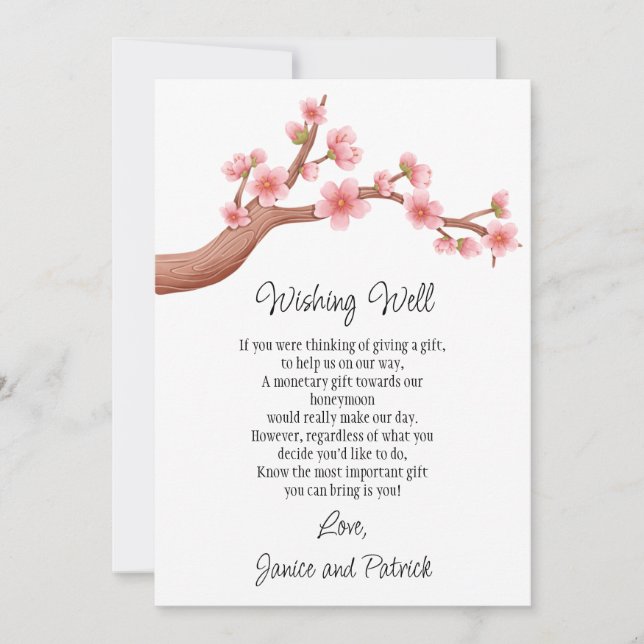 Invitation Mariage Cherry Blossoms Succursale Wishing Well Ca (Devant)