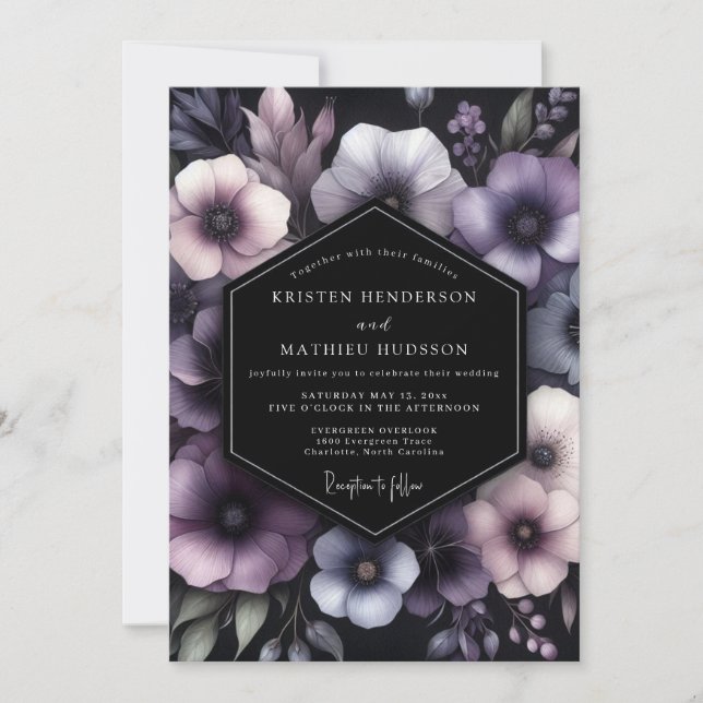 Invitation Mariage Chiaroscuro prune (Devant)