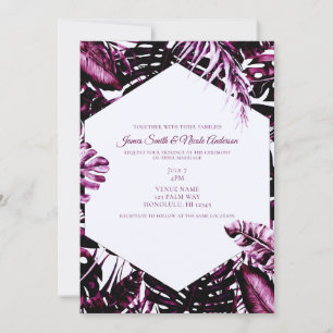 Invitation Mariage Chic au Vin de Bourgogne et Feuilles de Pa