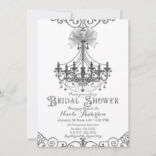 Invitation Mariage Chic Blanc et Argent Bow Shower