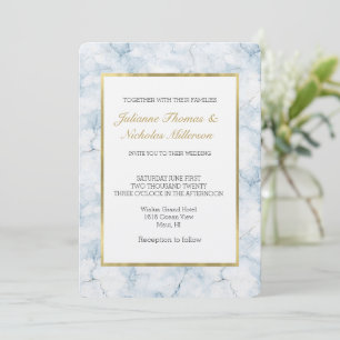 Invitation Mariage chic bleu clair joli