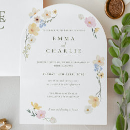 Invitation Mariage Chic Bohème Pastel Fleurs Sauvages Printem
