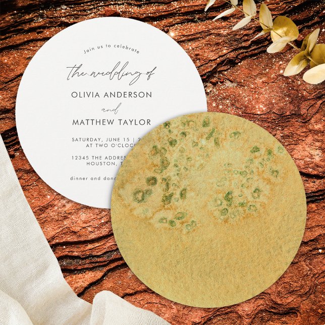 Invitation Mariage chic bohème vert stylé art aquarelle (Front/Back)