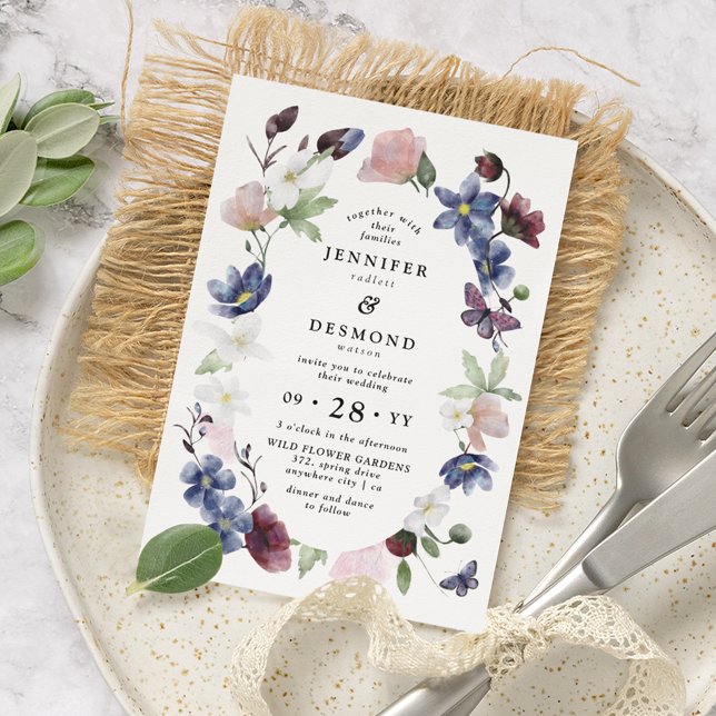 Invitation Mariage Chic Boho Fleurs Sauvages (Créateur téléchargé)