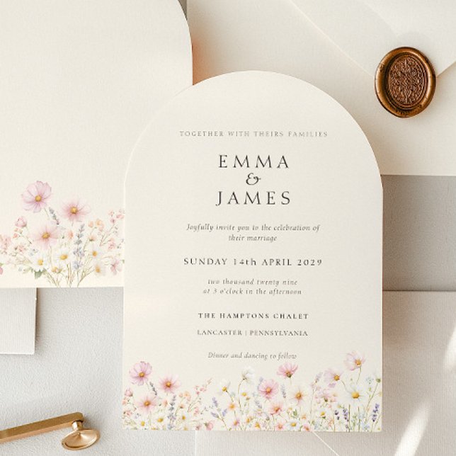 Invitation Mariage Chic Boho Fleurs Sauvages Printemps Été (Créateur téléchargé)