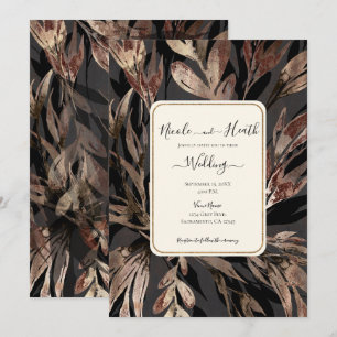 Invitation Mariage chic botanique floral bronze foncé élégant