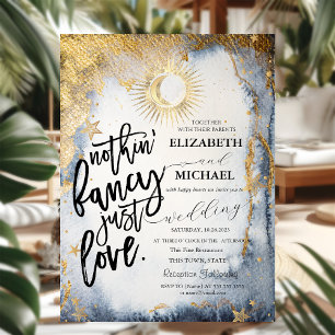Invitation Mariage Chic Céleste Soleil, Lune, Étoiles