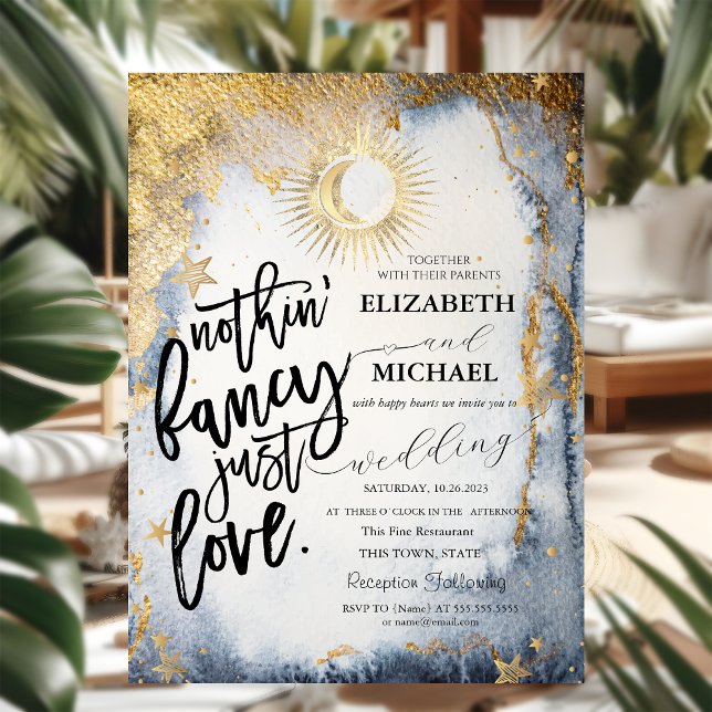 Invitation Mariage Chic Céleste Soleil, Lune, Étoiles (Créateur téléchargé)