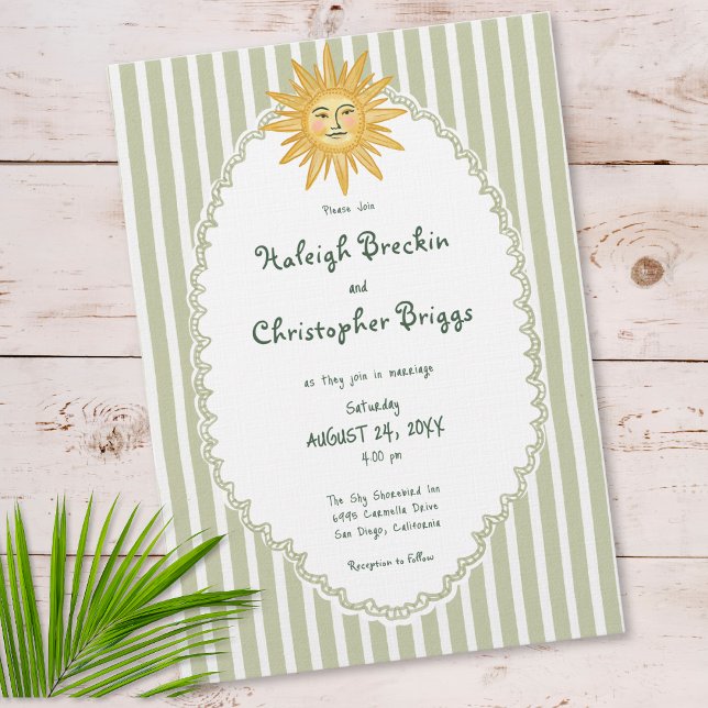 Invitation Mariage Chic Côtes Palmier Soleil (Coastal Chic Sun Palm Tree Wedding Invitation)
