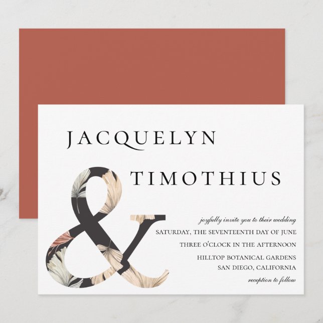 Invitation Mariage chic côtier de Bohème d'esperluète (Devant / Derrière)